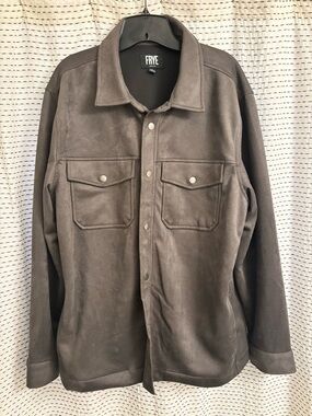 FRYE Men's Gray Suede Shirt Jacket